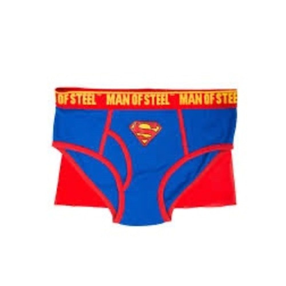 Superman Man of Steel Mens Briefs With Detachable Cape Blue Red Size Large 36-38
